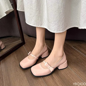 Xajzpa Spring Summer New coarse heeled women's single shoes bow pink simple comfortable versatile elegant sweet women's shoes